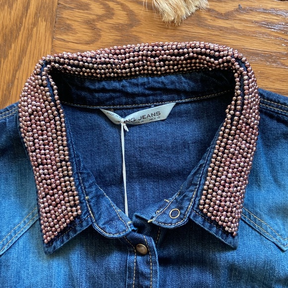 Beaded Jean button down - Picture 4 of 7